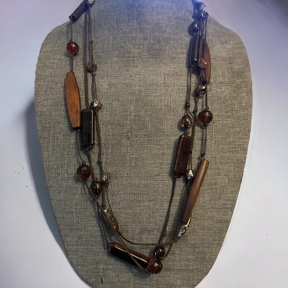 Isis long chunky bead cord necklace and earrings set